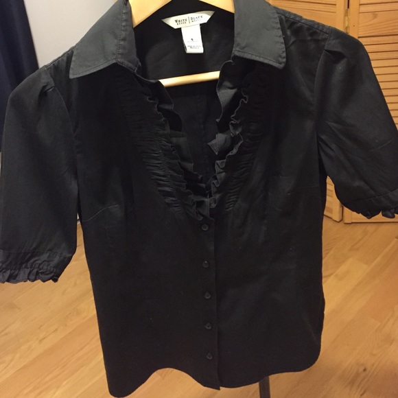 WHBM black button down blouse