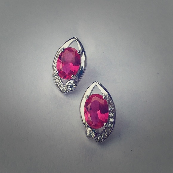 Sterling silver ruby earrings