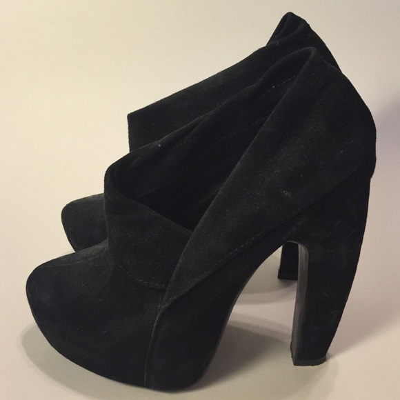 Black suede Office London platform bootie
