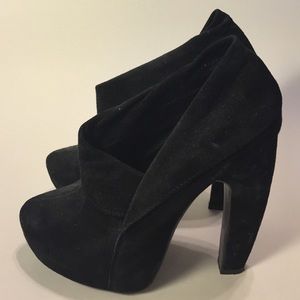 Black suede Office London platform bootie