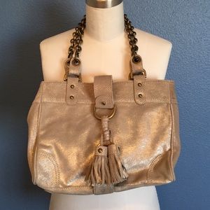 NWT J. Crew leather and suede metallic bag