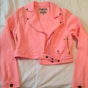 Coral short jean jacket