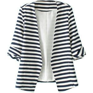 Black and White Striped Blazer