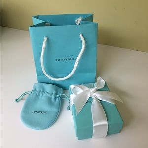 Tiffany & Co. jewelry pouch, box, and bag