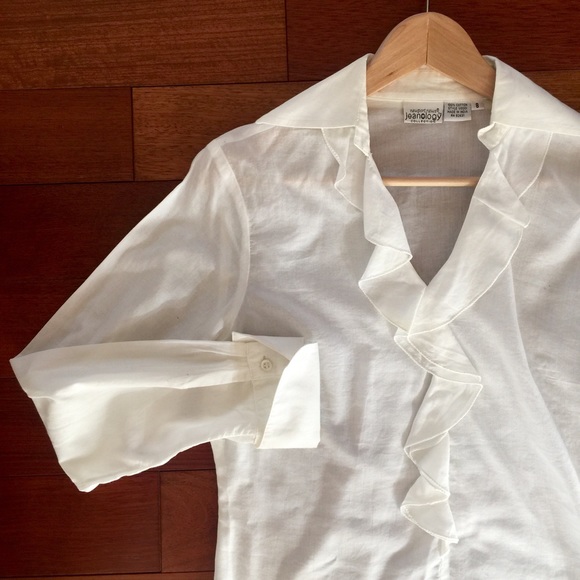 Newport News White Cotton Ruffle Shirt