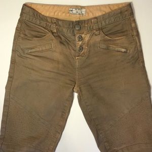 Free People moto tan skinnies