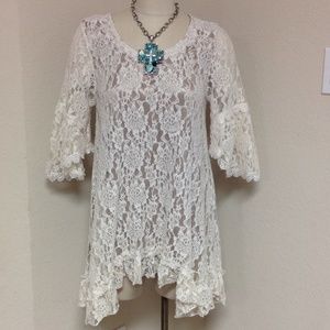 Tunic ivory lace lined