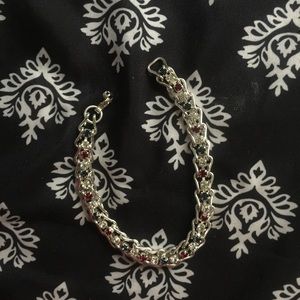 Zales Silver Diamond / Red Ruby Bracelet