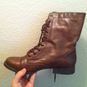Brown combat boots