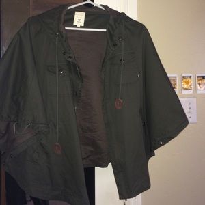 Dark green zip poncho
