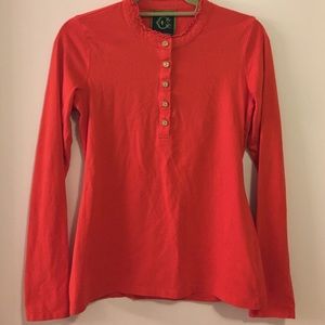 Bright Orange C Wonder Henley with Gold Buttons