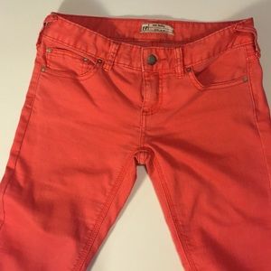 Coral colored Free People cropped skinnies