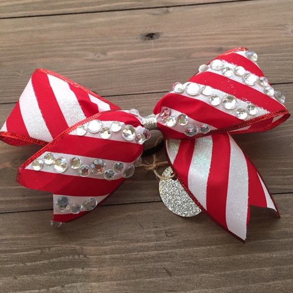 Christmas candy cane cheer bow