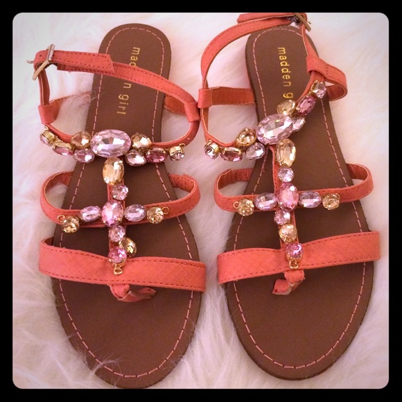 NWOT Jeweled Embellished Strappy Sandals in Coral