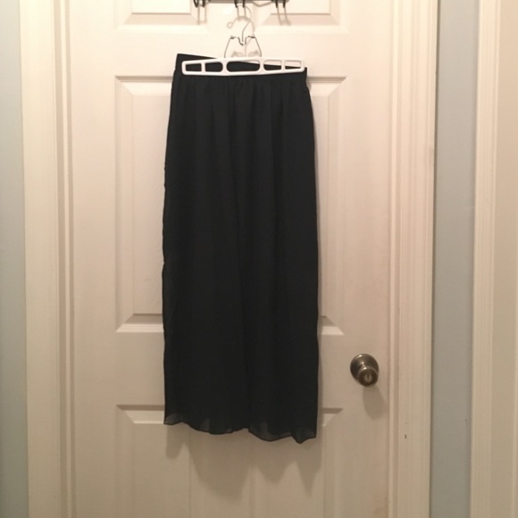Black chiffon maxi skirt