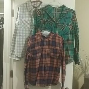 Trio Flannel Button Down Shirts.  Goodbye Cold!