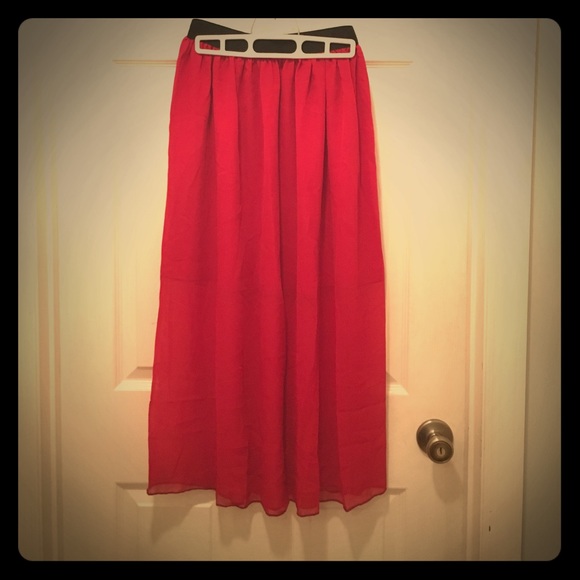 Red maxi skirt