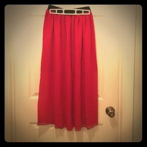 Red maxi skirt
