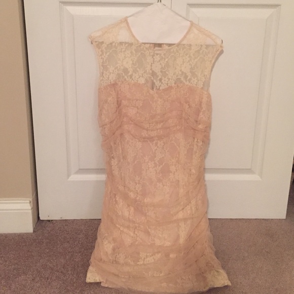 En Creme, Cream Lace Dress, Size Large