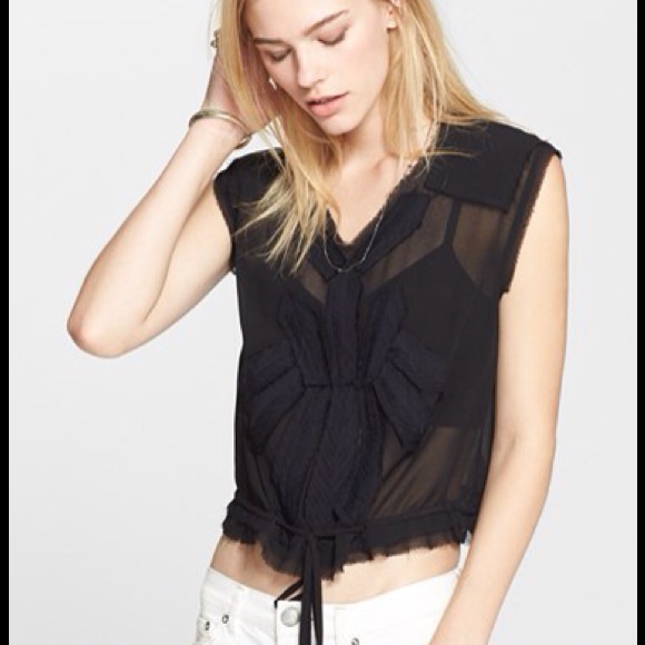 Free People Pennies Storyteller Raw Edge Blouse