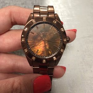 Womens DKNY Brown Glitz Mother Of Pearl Dial Watch