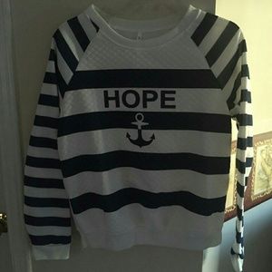 New navy & white striped anchor "HOPE" sweatshirt