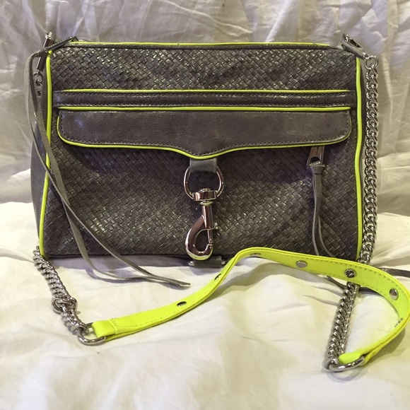 Rebecca Minkoff Leather Woven MAC with Neon Piping