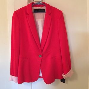 Zara cotton red blazer