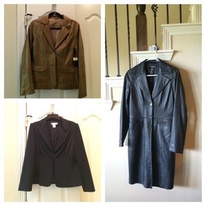 Bundle: Bebe Leather Jacket, Cabi, and WHBM jacket