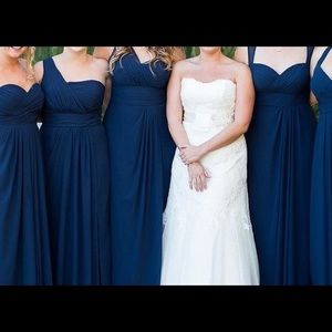 navy blue, long bridesmaid dress
