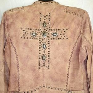Cripple Creek Natural Leather Studded Jacket
