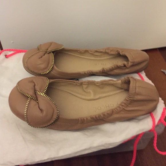 See by Chloe nude leather zipper detail ballet