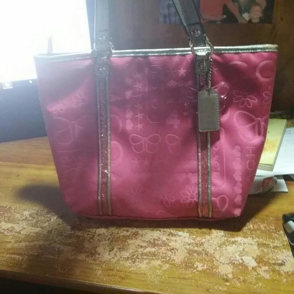 Coach poppy bandana sequin glitter tote
