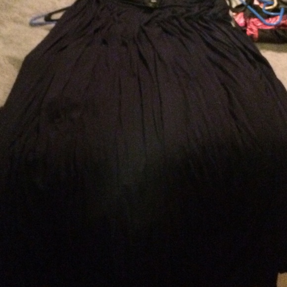 Navy blue pleated maxi skirt