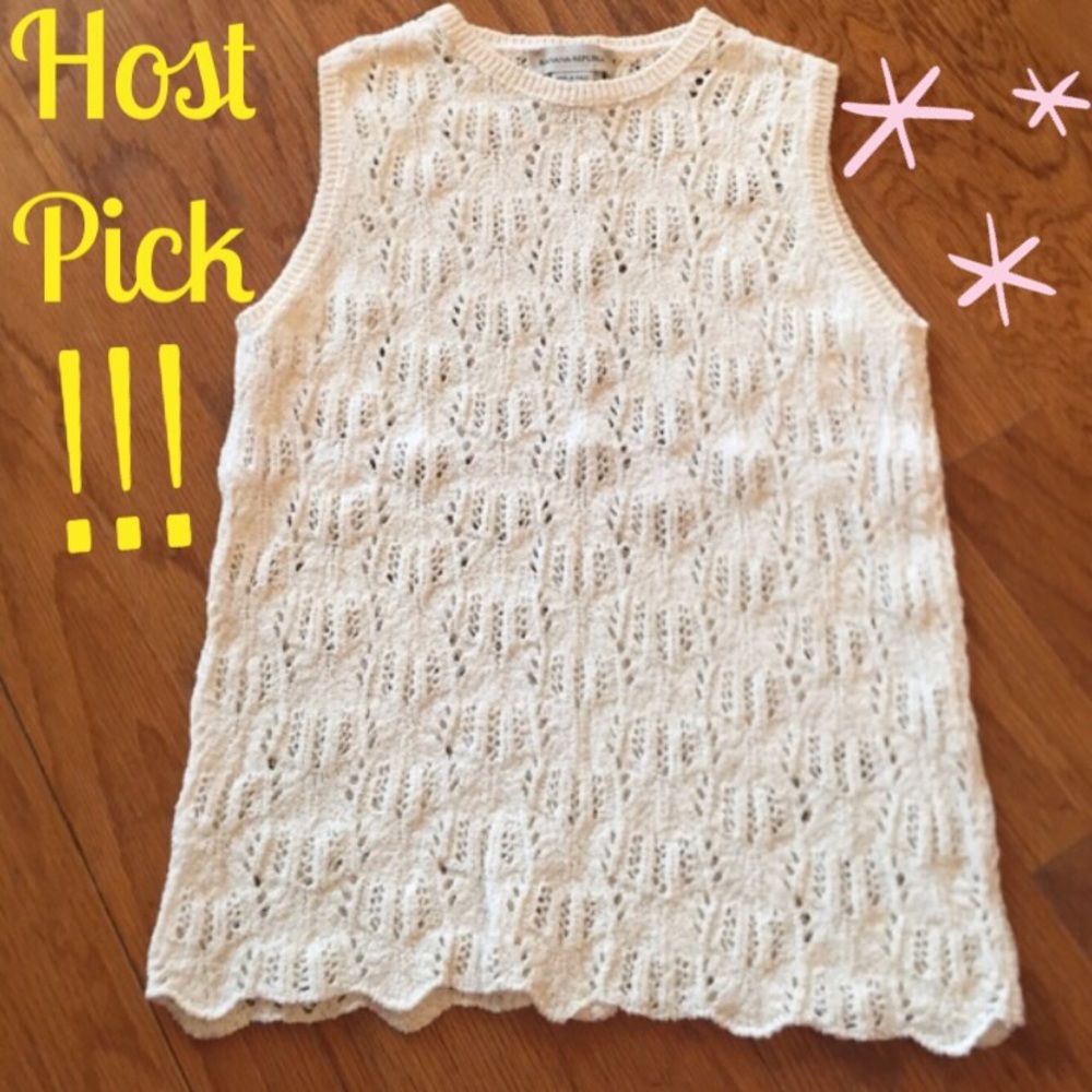 HP 💖 Banana Republic white crochet sleeveless top