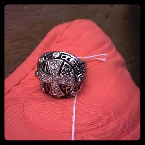 Edgy steampunk statement ring. Cz detailing. NWOT