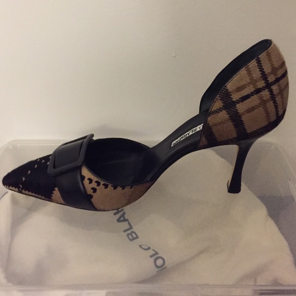 Manila Blahnik calf hair D'Orsay pumps