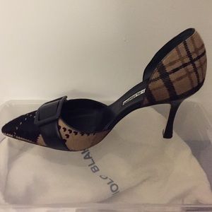 Manila Blahnik calf hair D'Orsay pumps