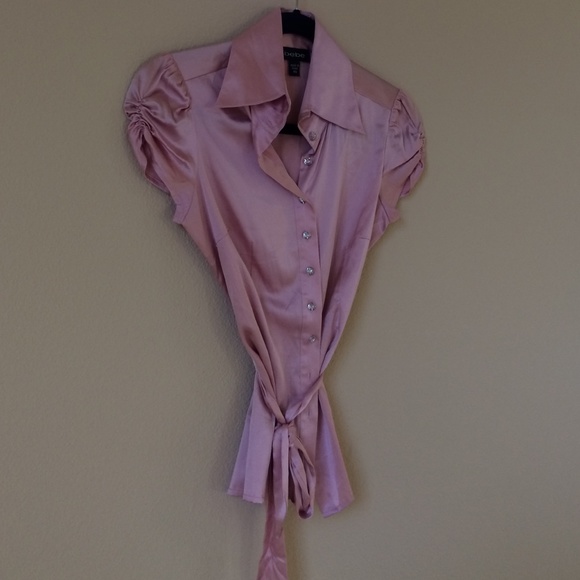Bebe pink silk blouse