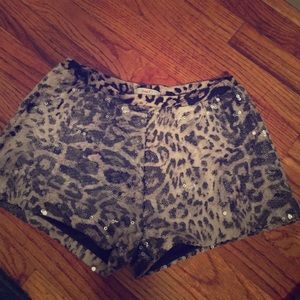 Leopard sequin shorts