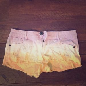 Purple, white and yellow shorts