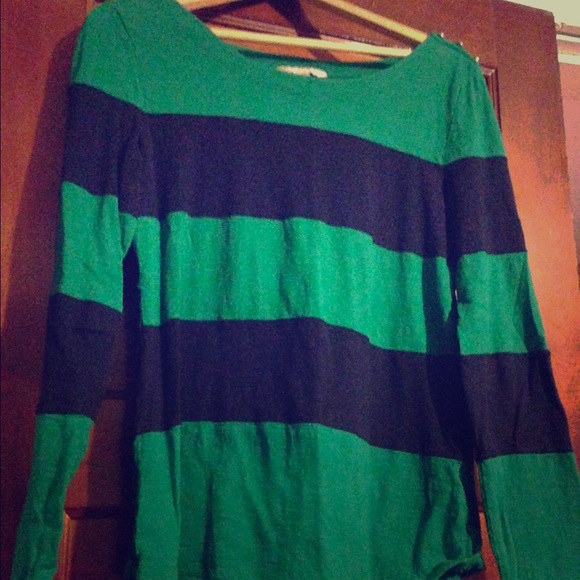 Navy and green boatneck rugby top