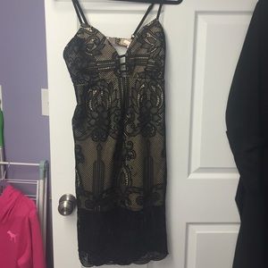Black and nude lace dress