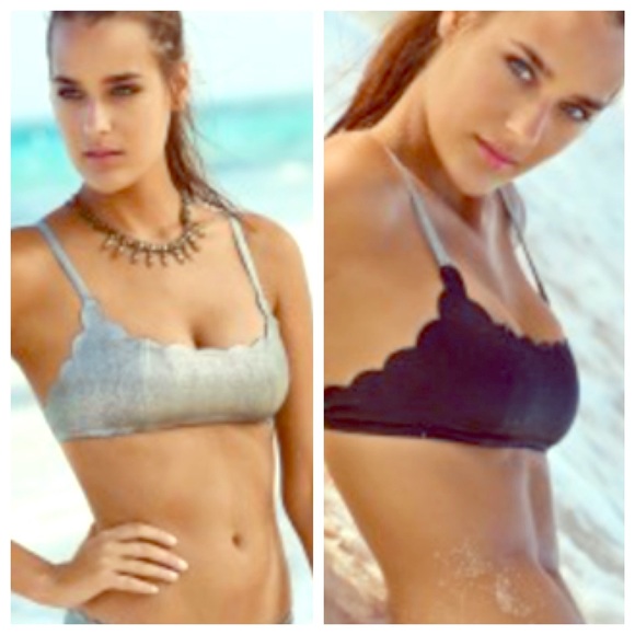 NWT PilyQ 'Oro Reversible' Gold/Black Bikini Top
