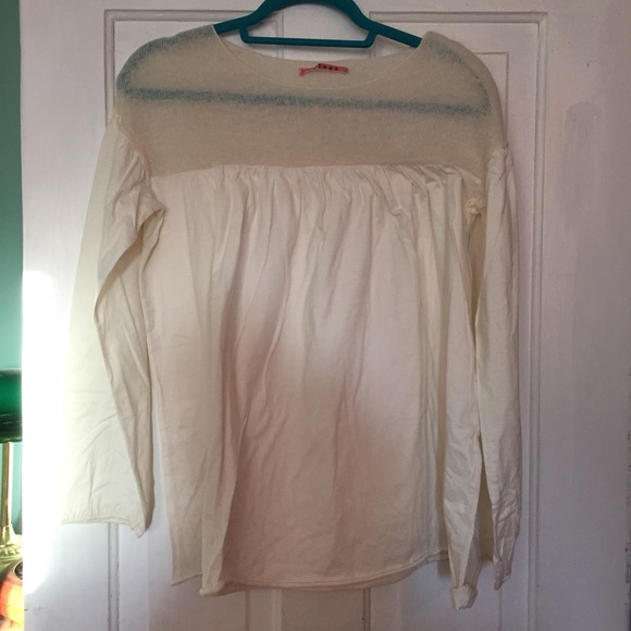 Anthropologie knit and cotton shirt -creamy white