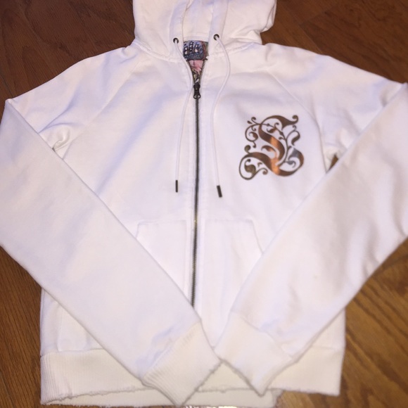SOFT White hoodie with gold writing
