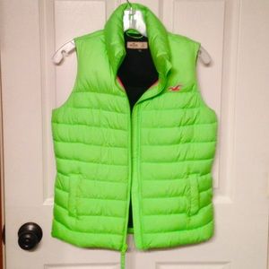 Hollister Hot Green Puffer Vest New