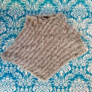 BCBG rabbit fur poncho