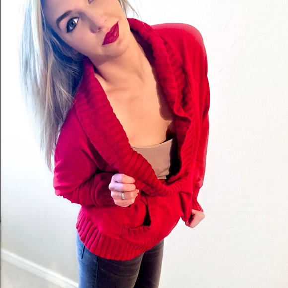 Red sweater with front pocket