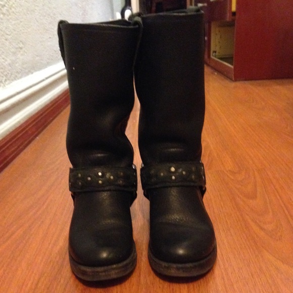 Frye Veronica Harness Black Boots 6.5